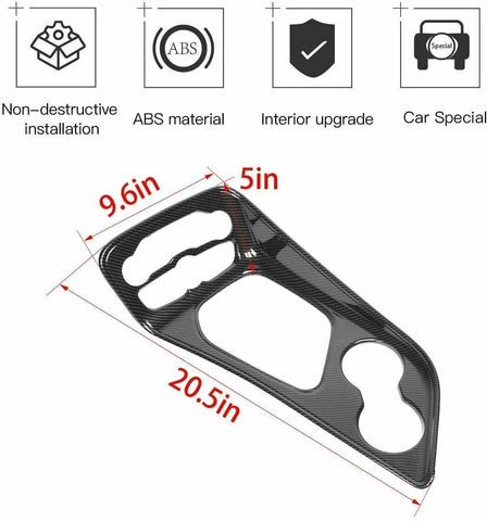 For 2015+ Dodge Challenger Interior Center Console Dash Trim Cover Kit