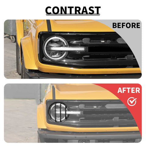 For 2021+ Ford Bronco Front Headlight Trim Cover Guard Protect