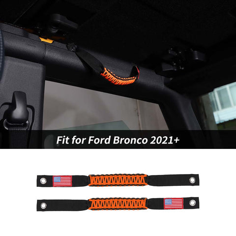 2 x Roll Bar Roof Top Grab Handles Grip For Ford Bronco 2021+ US Flagh Accessories | CheroCar