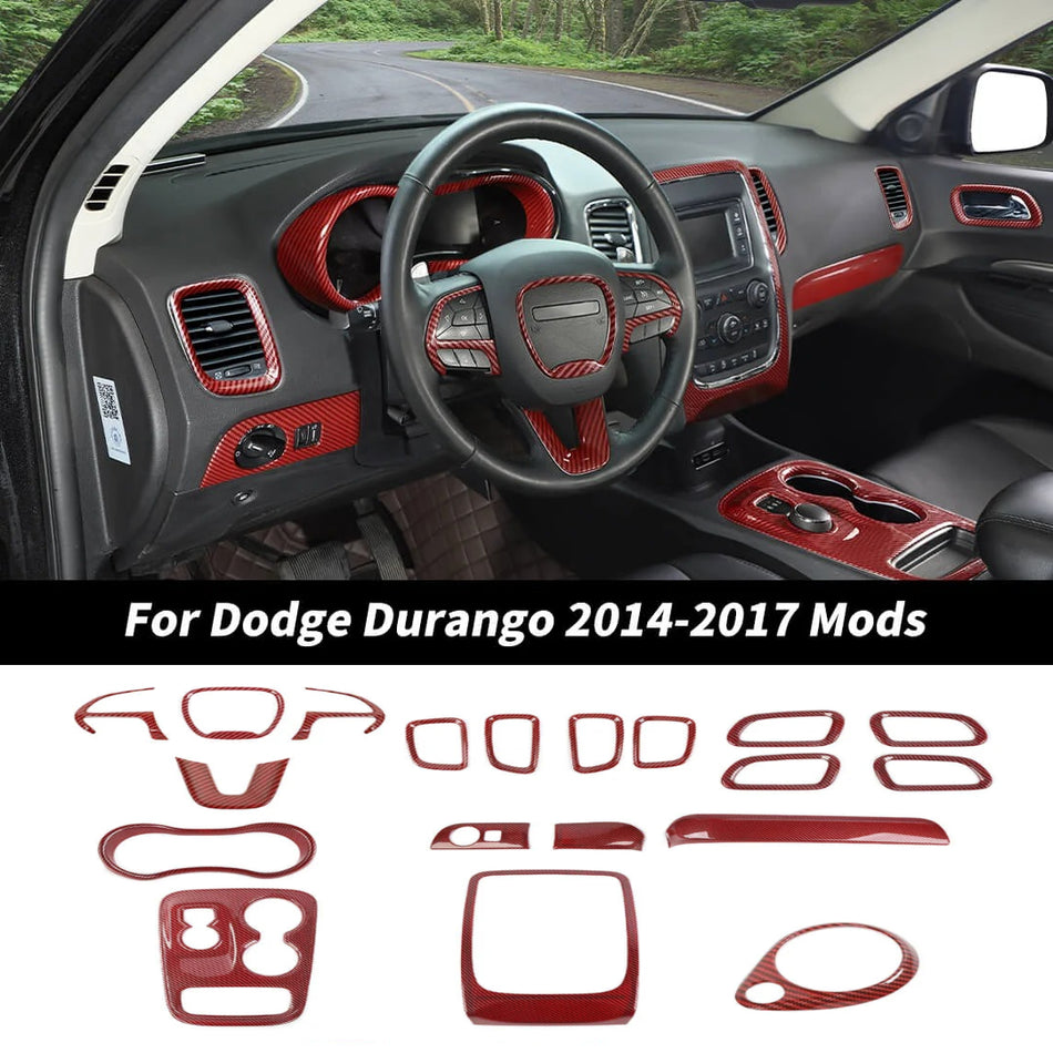 For 2014-2017 Dodge Durango Interior Center Console, Gear Shifter & Door Cover Trim Kit（19 pcs）