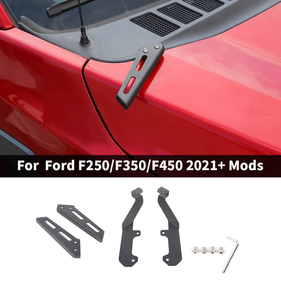 For 2021+ F250/F350/F450 Ford Light Pod Hood Ditch Mount Bracket Holder (2 pcs)