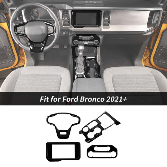 For 2021+ Ford Bronco Interior Dashboard Center Console Trims Kit Black