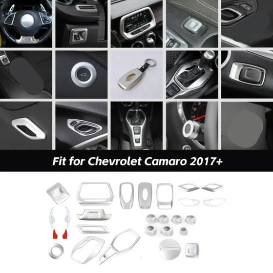 For 2017+ Chevrolet Camaro 25 x Interior Center Console Full Trim Cover Kit Silver