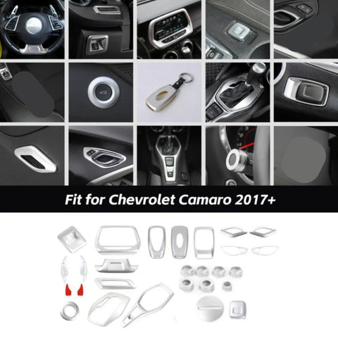 For 2017+ Chevrolet Camaro 25 x Interior Center Console Full Trim Cover Kit Silver