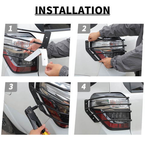 For 2014-2023 4Runner Front  Rear Head Light Lamp Guards Protector Cover Trim Kit