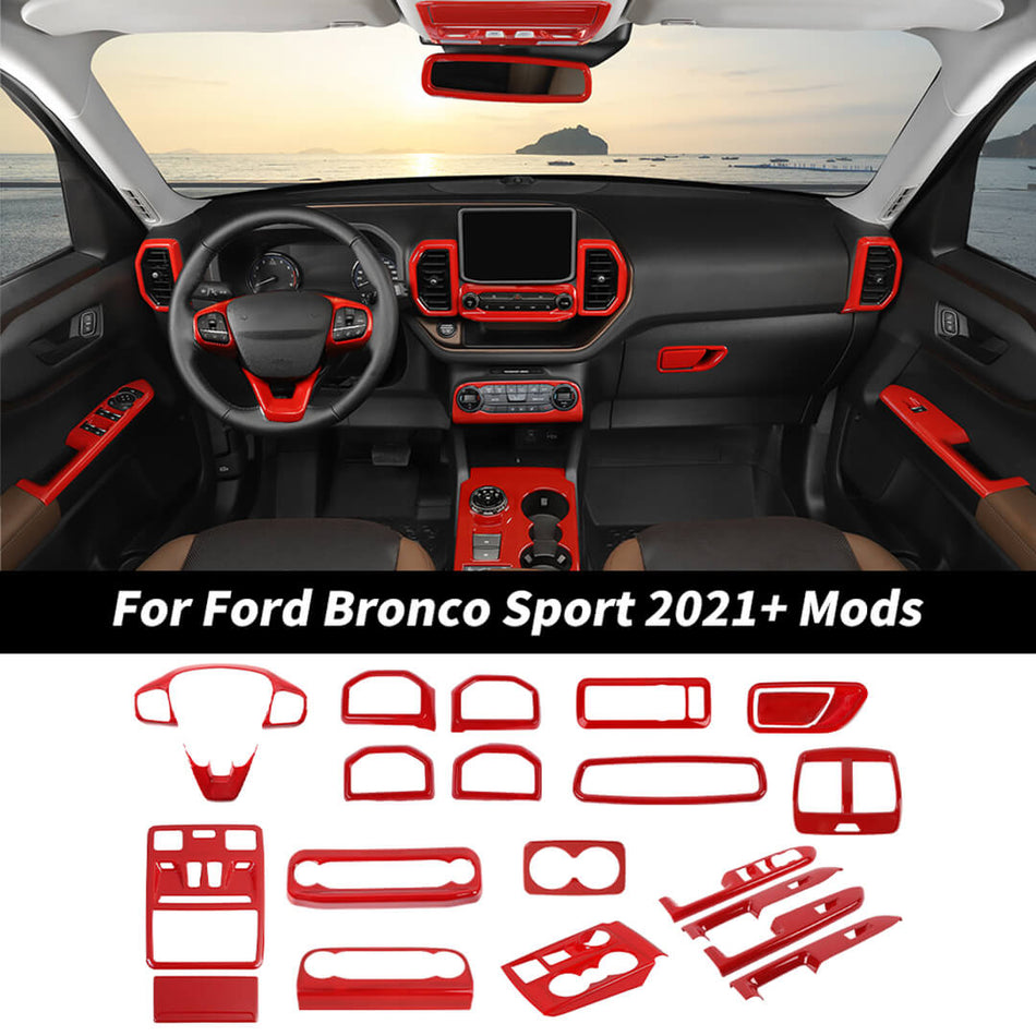 For 2021+ Ford Bronco Sport Inner Center Console Decoration Cover Trim Kit (21 pcs)