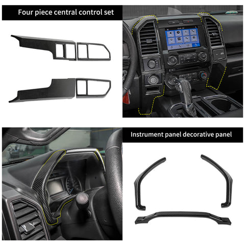 For 2015-2020 Ford F150 Interior Center Console Gear Shift Trim Cover Kit