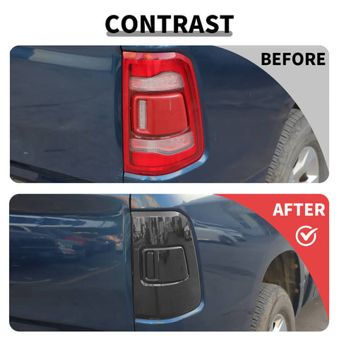For 2018+ Dodge RAM Smoked Black Rear Tail Light Lamp Trim Cover