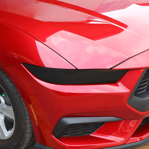 For 2024+ Ford Mustang Smoked Black Front Headlight Lamp Cover Trim Accessories