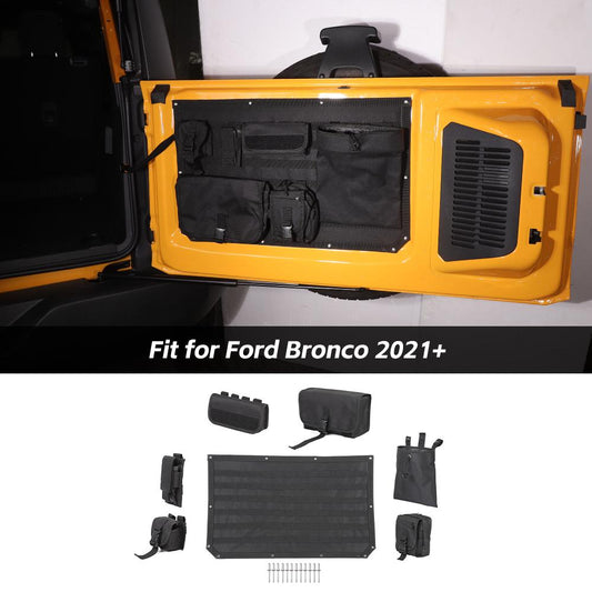 For 2021+ Ford Bronco 7 x Tailgate Storage Bag Multitool Kit Organizer Pocket Black