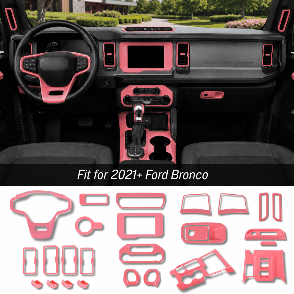 For 2021+ Ford Bronco 4-Door 26 x Full Interior Cover Trim Kit (Fit Small Screen - 8 Inch)