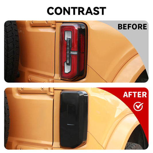 For 2021+ Ford Bronco Smoked Black Rear Halogen Tail Light Protector Trim Cover