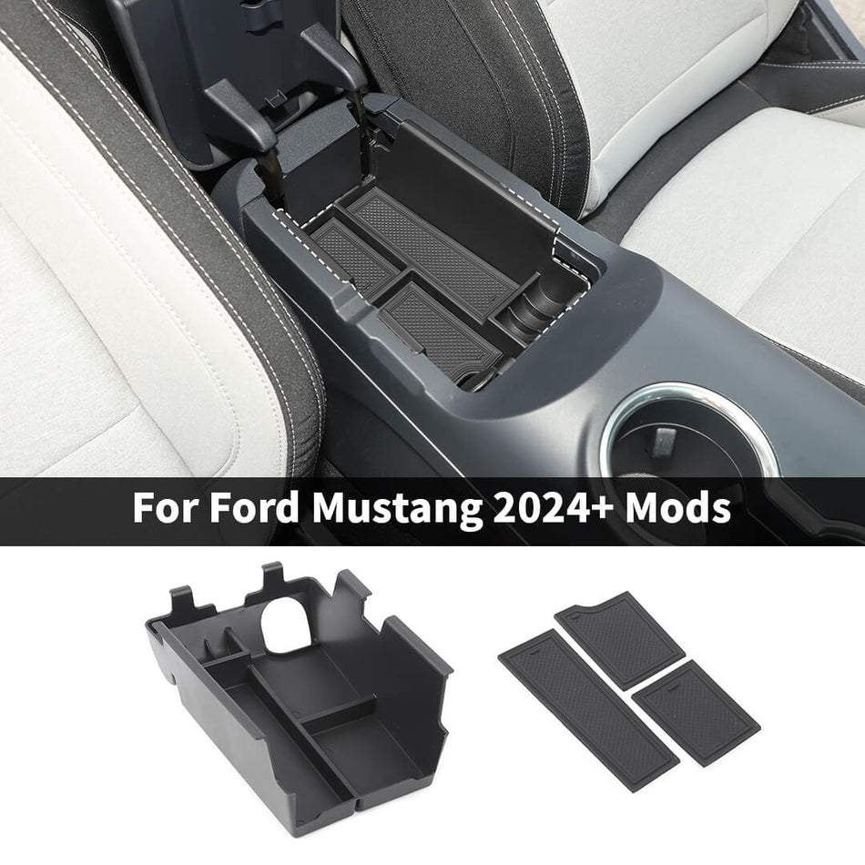 For 2024+ Ford Mustang Center Console Armrest Storage Tray Organizer Box