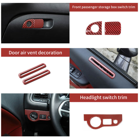 For 2015+ Dodge Challenger Interior Center Console Decor Cover Trim Kit