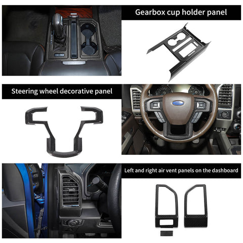 For 2015-2020 Ford F150 Interior Center Console Gear Shift Trim Cover Kit