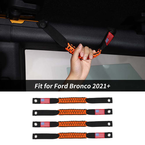 4 x Roll Bar Roof Top Grab Handles Grip For Ford Bronco 2021+ US Flagh Accessories | CheroCar