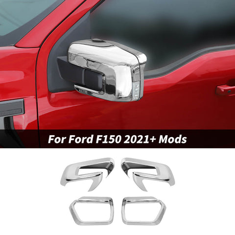 For 2021+ Ford F150 Rear View Mirror Shell & Rain Eyebrow Cover Trim Frame Kit