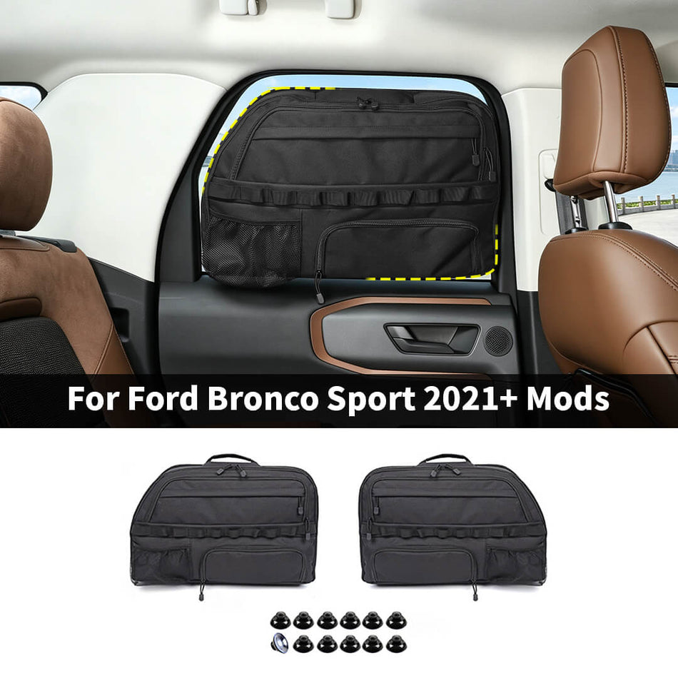 For 2021+ Ford Bronco Sport Car Rear Trunk Window Side Storage Bags Organizer (2 pcs)