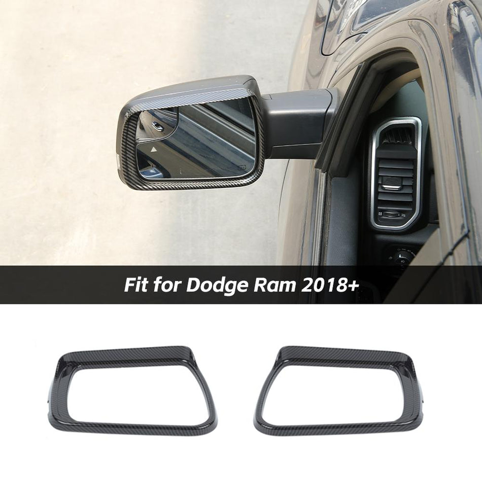 For 2018+ Dodge Ram Rearview Mirror Rain Eyebrow Guard Cover Frame Trim