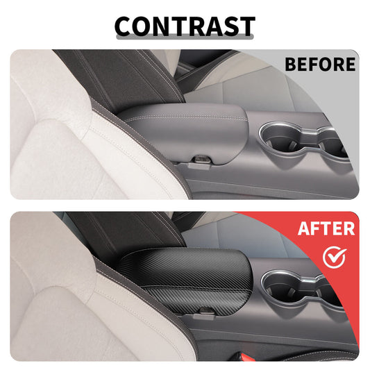 For 2015+ Ford Mustang PU Leather Center Console Armrest Box Storage Cover