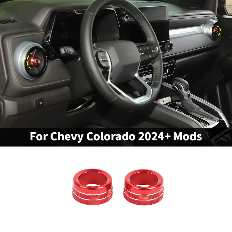 For 2024+ Chevy Colorado Center Console Both Side Air Vent Knob Cover Trim Ring (2 pcs)