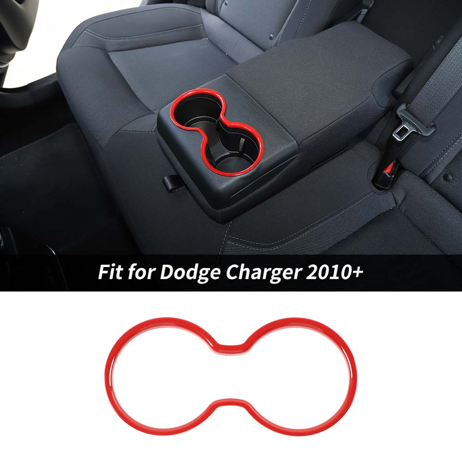 For 2010+ Dodge Charger Rear Armrest Box Cup Holder Decor Ring Trim