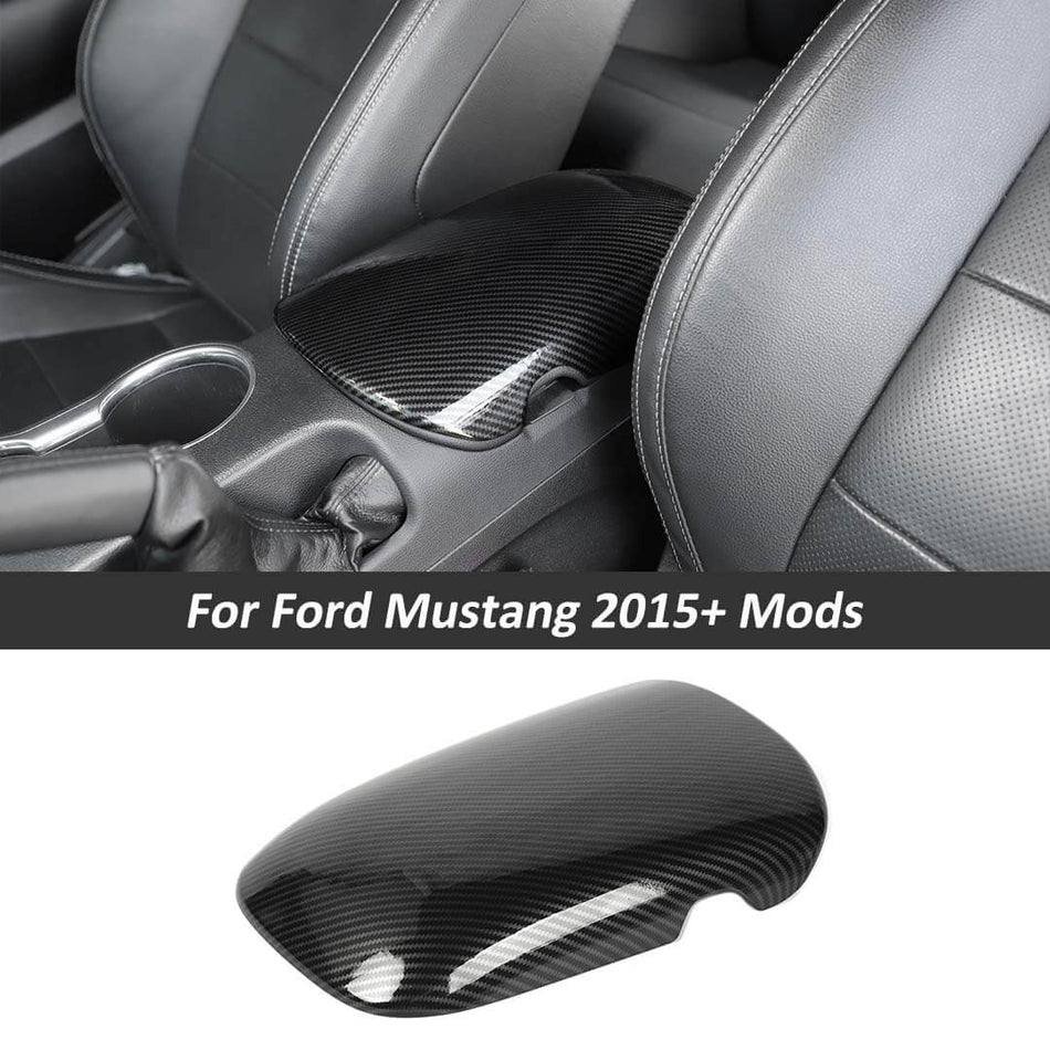 For 2015+ Ford Mustang Center Console Armrest Box Cover Interior Trim Panel