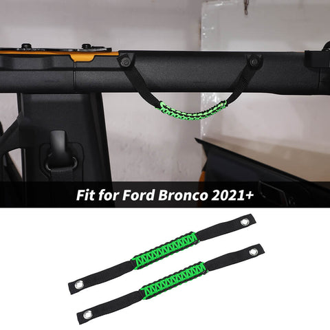 For 2021+ Ford Bronco Orange Top Bar Grab Handles Paracord