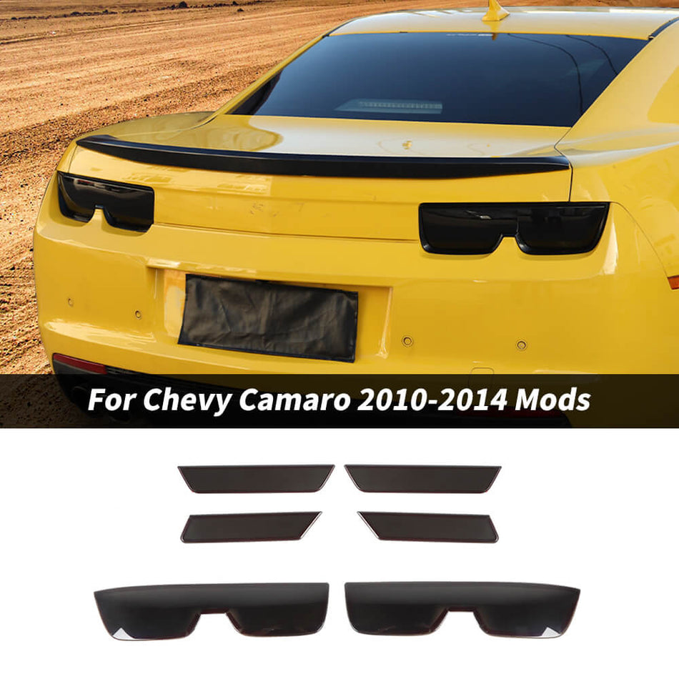 Fit For 2010-2015 Chevy Camaro Smoket Black Front Wheel Arch Rear Tail Light Trim Cover