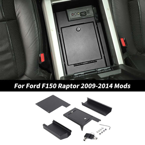 For 2009-2014 Ford F150 Raptor Center Console Safe Organizer Lock Box Safe Vault