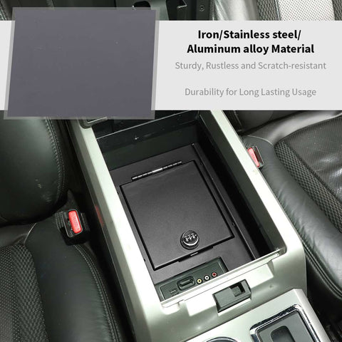 For 2009-2014 Ford F150 Raptor Center Console Safe Organizer Lock Box Safe Vault