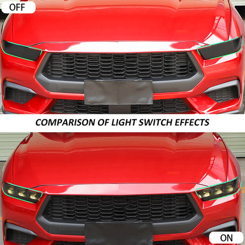 For 2024+ Ford Mustang Smoked Black Front Headlight Lamp Cover Trim Accessories