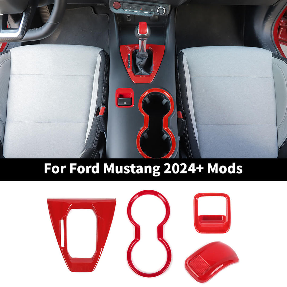 For 2024+ Ford Mustang Automatic Transmission Interior Gear Shif Trim Cover Kit (4 pcs)