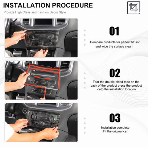 For 2015+ Dodge Charger Center Console Steering Wheel Dash Panel Cover Trim Kit