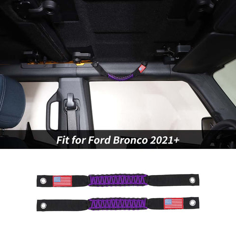 2 x Roll Bar Roof Top Grab Handles Grip For Ford Bronco 2021+ US Flagh Accessories | CheroCar