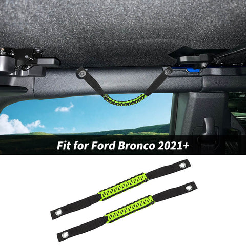 For 2021+ Ford Bronco Orange Top Bar Grab Handles Paracord