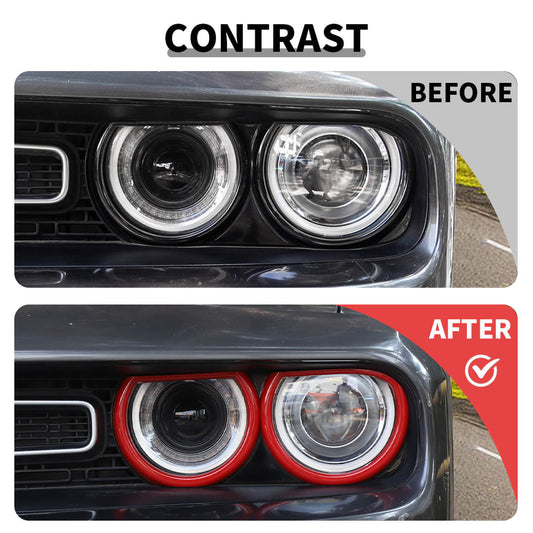 For 2015+ Dodge Challenger Front Fog Light & Headlight Cover Trim Decor Kit