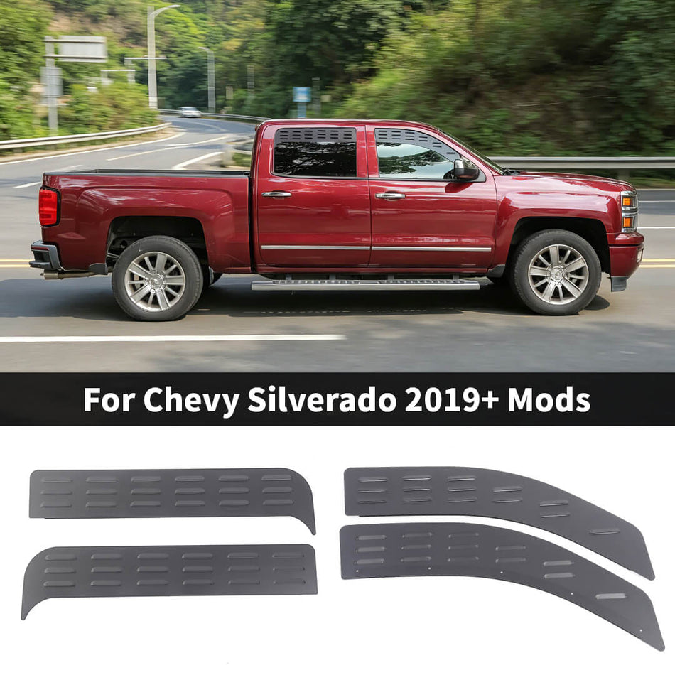 For 2014-2018 Chevy Silverado/GMC-SIERRA Front & Rear Window Glass Louver Air Vent Blind Cover (4 pcs)