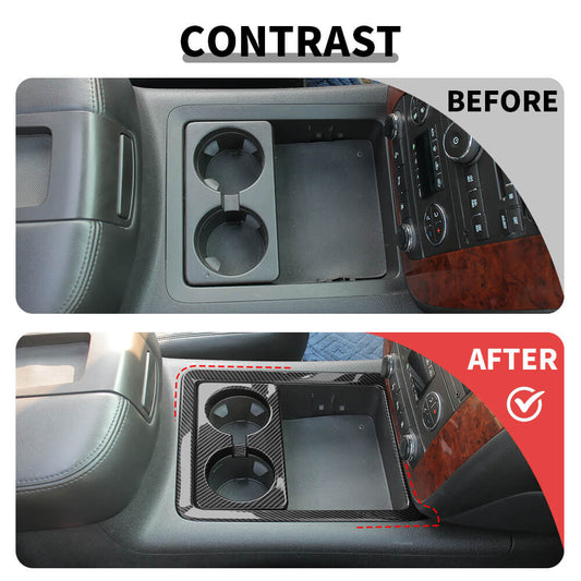 For 2007-2013 Chevy Avalanche/Tahoe/Suburban/GMC-YUKON/SIERRA Center Console Front Water Cup Holder Frame Decor Cover Trim Bezel