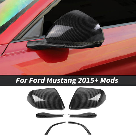 For 2015+ Ford Mustang Rearview Side Mirror Shell & Base Cover Trim Kit