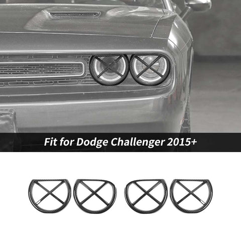 For 2015+ Dodge Challenger Front Headlight Lamp Frame Cover Trim Ring Bezels