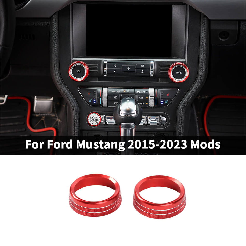 For 2015-2023 Ford Mustang Center Console Air Vent Switch Knob Ring Trim (2 pcs)