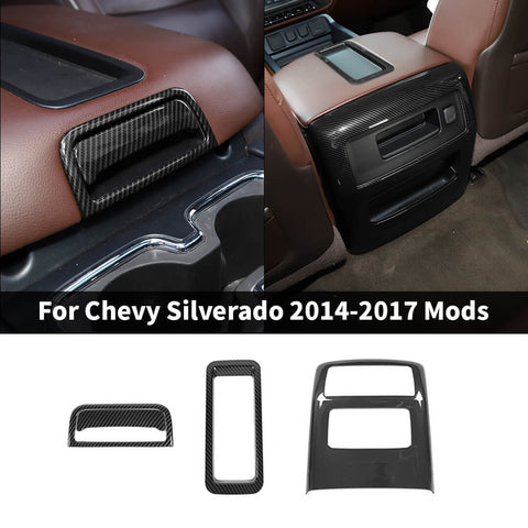 For 2014-2017 Chevy Silverado/Suburban/Tahoe/GMC-SIERRA/YUKON Interior Armrest Box Swtich Rear Air Vent Panel Trim Cover Kit (4 pcs)