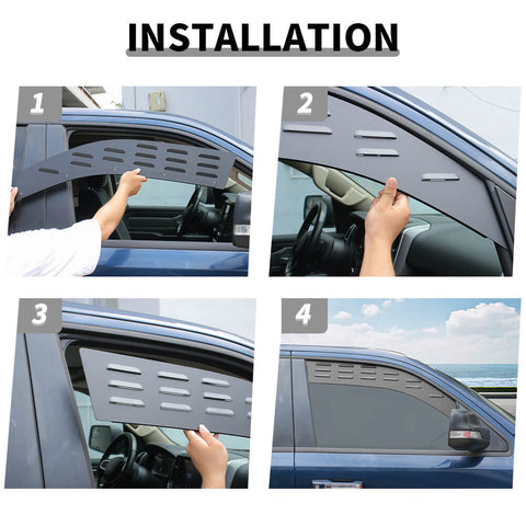 For 2018+ Dodge RAM Front Rear Window Glass Louver Ventilation Panel Air Vent Plate