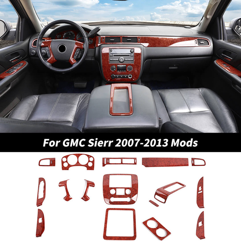For 2007-2013 GMC Sierr/Yukon/Chevy Tahoe/Suburban/Avalanche Interior Center Console Dash Cover Trim Kit （16 pcs）