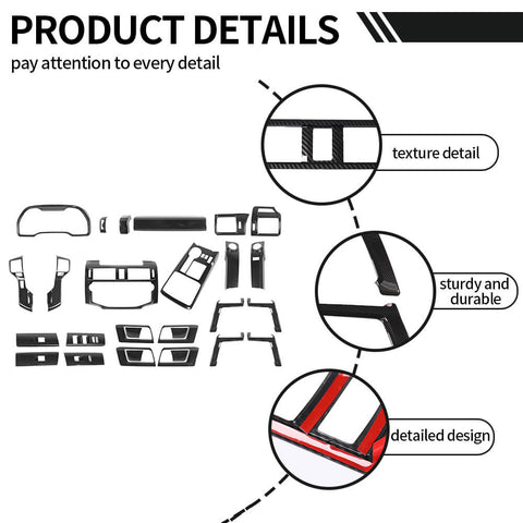 For 2010-2019 Toyota 4Runner 28 x Interior Dash Panel Decoration Cover Trims Kit