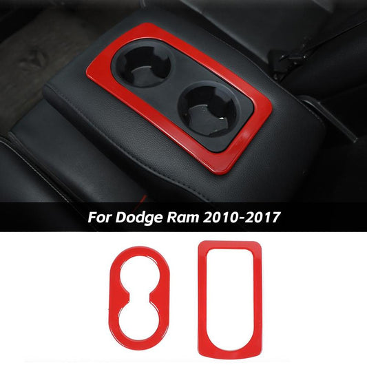 Rear Armrest Box Cup Holder Cover Trim Bezel Red For Dodge Ram 2010-2017 Accessories | CheroCar