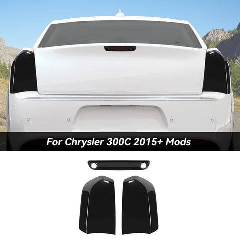 For 2015+ Chrysler 300C Smoked Black Tail Light /Brake High Light Lamp Cover Trim