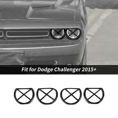 For 2015+ Dodge Challenger Front Headlight Lamp Frame Cover Trim Ring Bezels