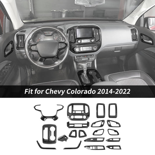 For 2014-2022 Chevy Colorado 19x Interior Whole Set Decor Cover Trim Kit Carbon Fiber